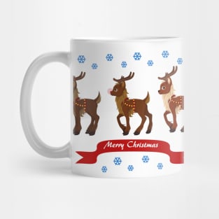 Three Reindeer and Snowman Mug